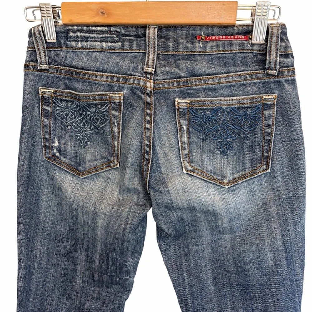 Vigoss Bermuda Denim Shorts Low Rise Stretch Embroidered Pockets Size 0